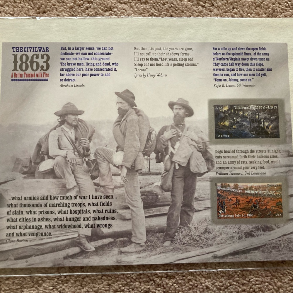 Collectible 150th Anniversary Civil War 1863 Stamps - Stamp Collecting